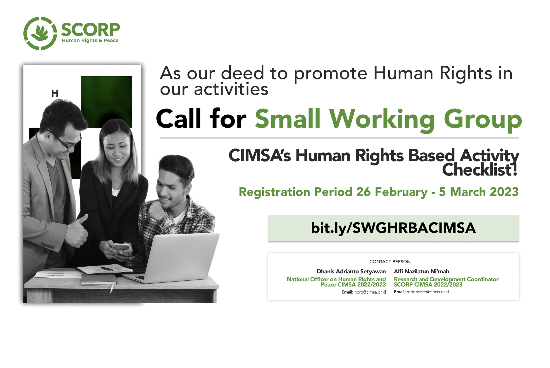 Open Call “Human Rights Based Activity” Small Working Group – SCORP